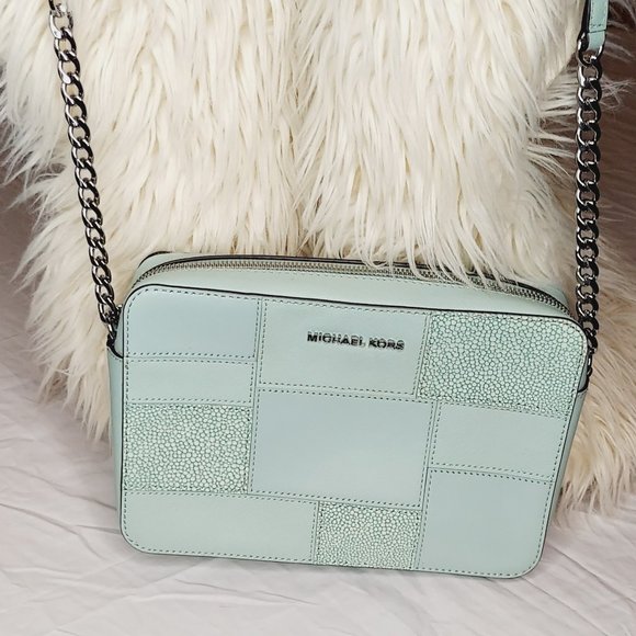 Purse Michael Kors light green crossbody bag with partial chain shoulder strap - Picture 1 of 3